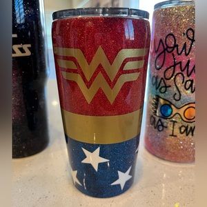 Wonder Woman glitter tumbler